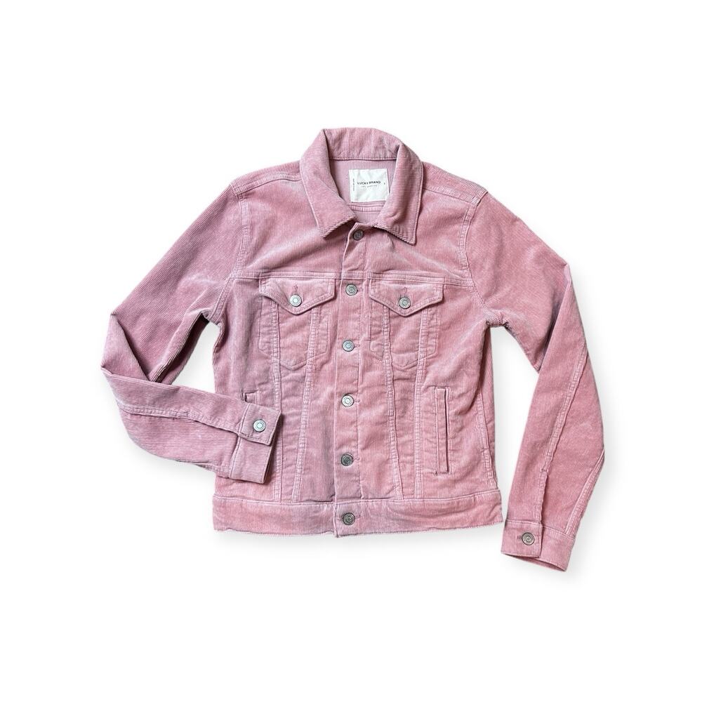 Lucky Brand Corduroy Tomboy Trucker Jacket Women's Small‎ Pink Classic